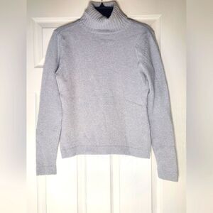 Liz Claiborne Lizsport S Silver WOOL ANGORASequin Lngslv TurtleneckWomen Sweater